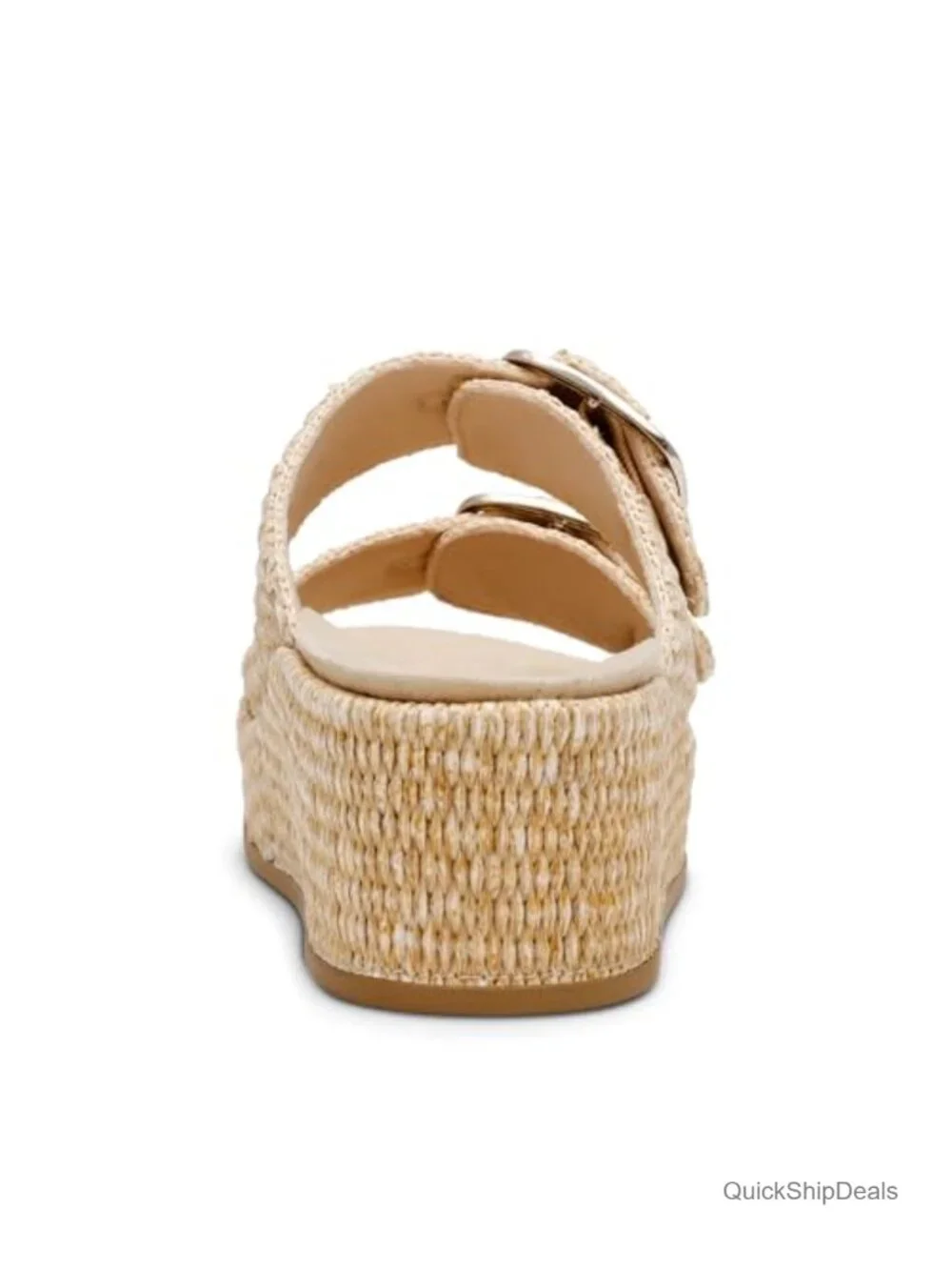 Woven Espadrille Sandals with Double Buckle Straps Wedge Heel